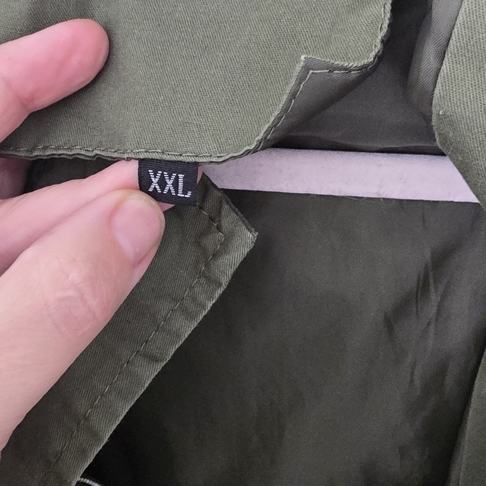 Olive/Army Green Hooded Lightweight Jacket w/pockets XXL (1202) - Picture 5 of 8